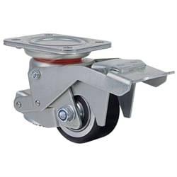Lifting Castors with Plate, with Swivel Operating Lever, Polyurethane Tread